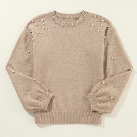 Light brown pearled sweater - Picture 3 of 9